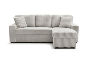 English Elm Connie Convertible Sleeper Sofa with Chaise Plush Upholstered Contemporary Lounger Ivory B078S00753