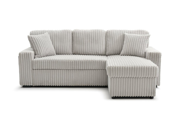 English Elm Connie Convertible Sleeper Sofa with Chaise Plush Upholstered Contemporary Lounger Ivory B078S00753