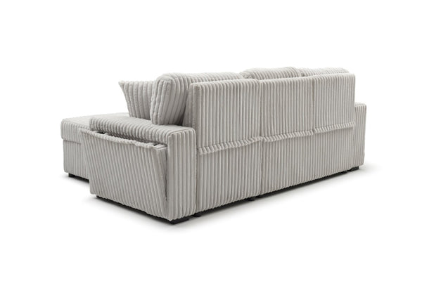English Elm Connie Convertible Sleeper Sofa with Chaise Plush Upholstered Contemporary Lounger Ivory B078S00753