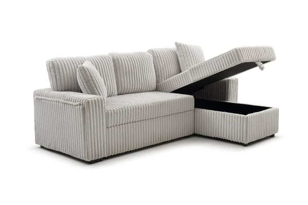 English Elm Connie Convertible Sleeper Sofa with Chaise Plush Upholstered Contemporary Lounger Ivory B078S00753