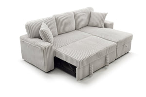 English Elm Connie Convertible Sleeper Sofa with Chaise Plush Upholstered Contemporary Lounger Ivory B078S00753