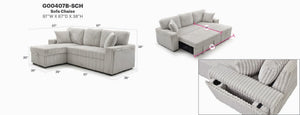 English Elm Connie Convertible Sleeper Sofa with Chaise Plush Upholstered Contemporary Lounger Ivory B078S00753