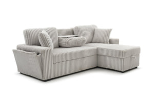 English Elm Connie Convertible Sleeper Sofa with Chaise Plush Upholstered Contemporary Lounger Ivory B078S00753