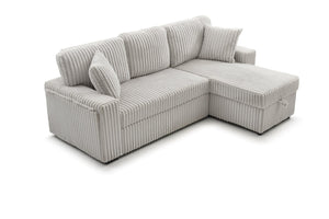 English Elm Connie Convertible Sleeper Sofa with Chaise Plush Upholstered Contemporary Lounger Ivory B078S00753