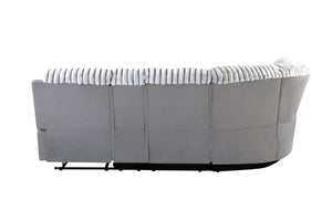 English Elm Plush Sectional with Led Underlighting Teddy Fabric Faux Leather Media Room Recliner Gray B078S00757
