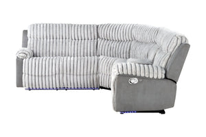English Elm Plush Sectional with Led Underlighting Teddy Fabric Faux Leather Media Room Recliner Gray B078S00757