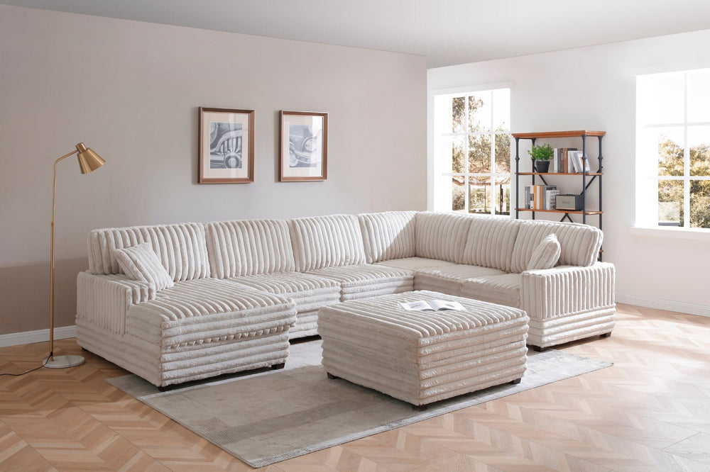 English Elm Tampa Low Profile Sectional with Plush Oversized Cushions for Spacious Living Rooms B078S00758