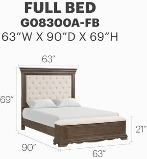 English Elm Stirling Mansion Tufted Chenille Full Bed with Nailhead Trim and Storage Footboard B078S00759