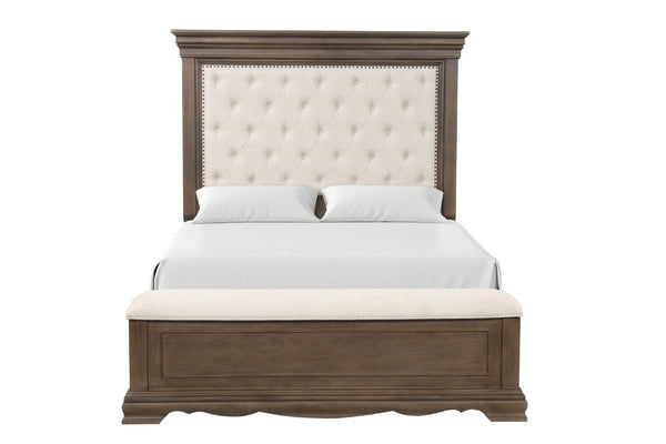 English Elm Stirling Mansion Tufted Chenille Full Bed with Nailhead Trim and Storage Footboard B078S00759