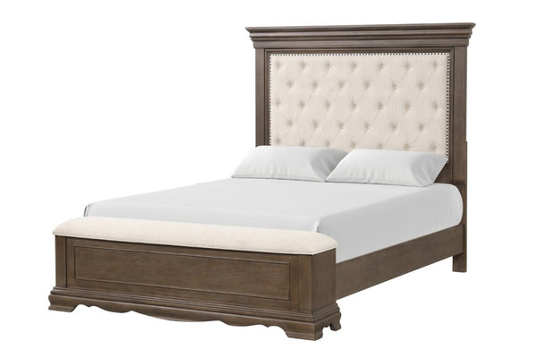 English Elm Stirling Mansion Tufted Chenille Full Bed with Nailhead Trim and Storage Footboard B078S00759