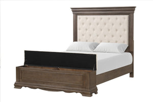 English Elm Stirling Mansion Tufted Chenille Full Bed with Nailhead Trim and Storage Footboard B078S00759
