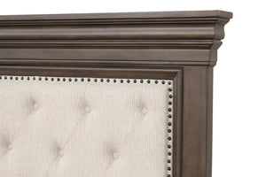 English Elm Stirling Mansion Tufted Chenille Full Bed with Nailhead Trim and Storage Footboard B078S00759