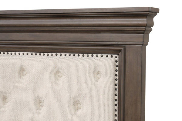English Elm Stirling Mansion Tufted Chenille Full Bed with Nailhead Trim and Storage Footboard B078S00759
