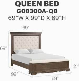 English Elm Stirling Queen Bed Tufted Chenille Headboard Nailhead Trim Storage Footboard Bedroom B078S00761