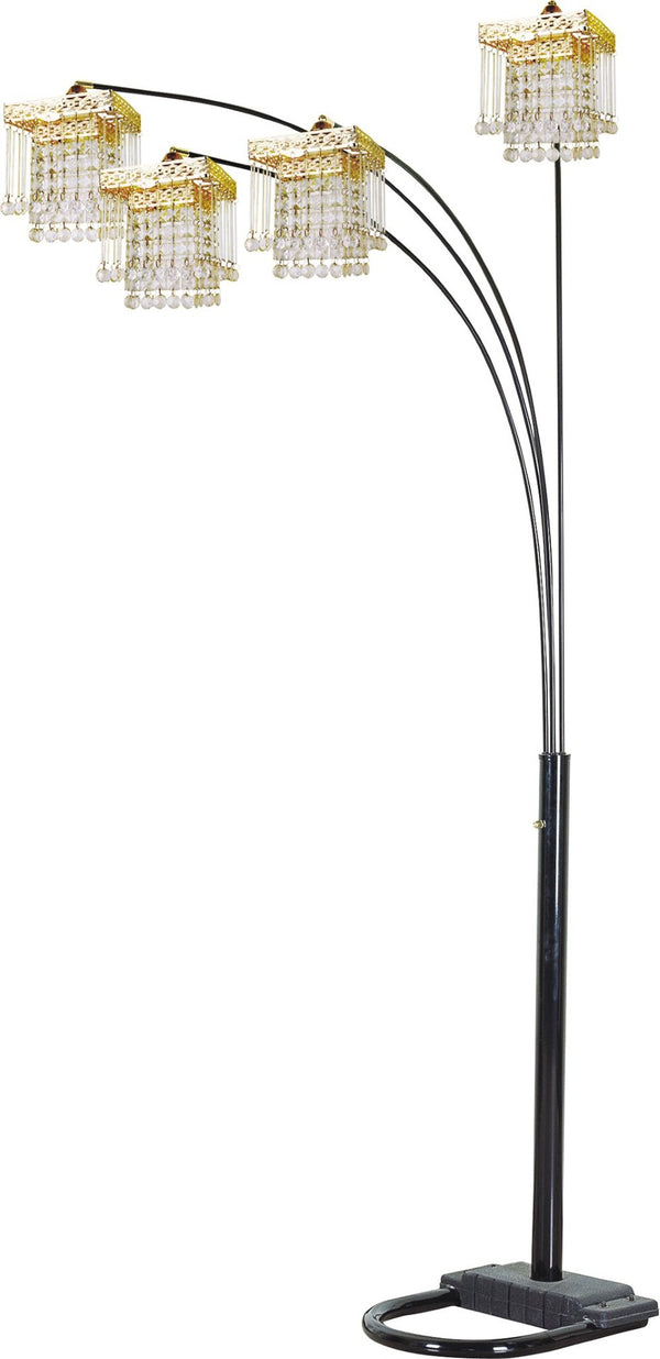 English Elm Black Four Arm Arc Floor Lamp with Crystal Adorned Shades for Living Room Ambiance B080P306247