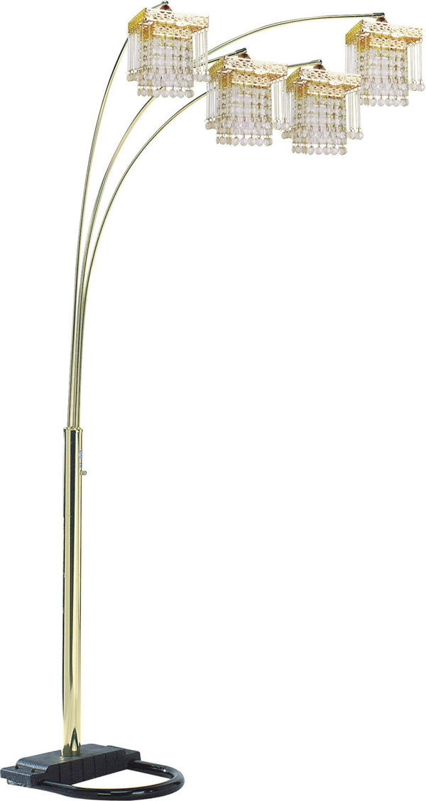 English Elm Black Four Arm Arc Floor Lamp with Crystal Adorned Shades for Living Room Ambiance B080P306247