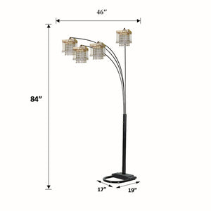 English Elm Black Four Arm Arc Floor Lamp with Crystal Adorned Shades for Living Room Ambiance B080P306247