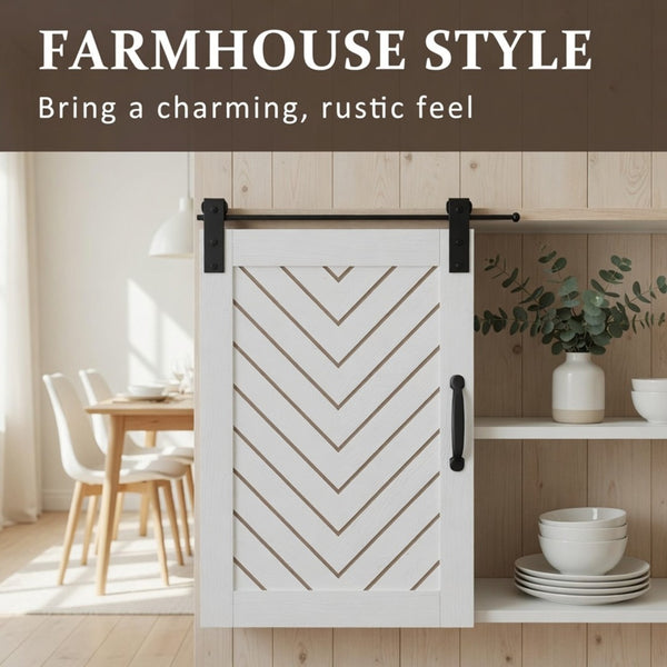 English Elm 58" Farmhouse Tv Stand with Sliding Barn Doors Ivory Oak Two-tone Media Storage B082P514964