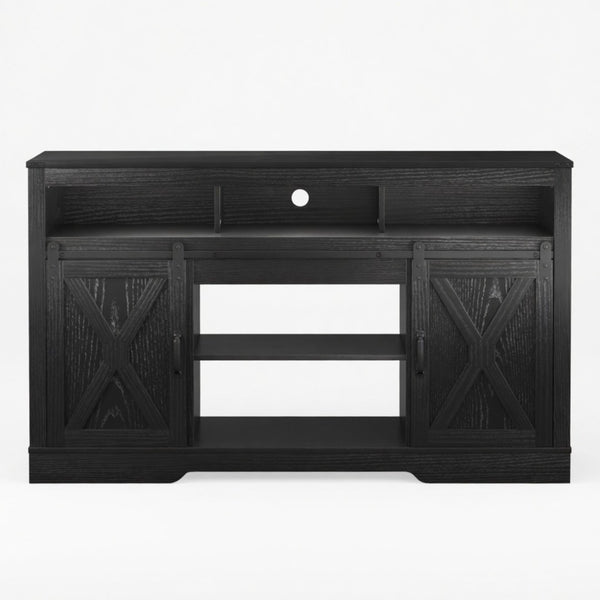 English Elm 58" Farmhouse Entertainment Center with Sliding Barn Doors for Large Living Rooms B082P514965