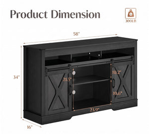 English Elm 58" Farmhouse Entertainment Center with Sliding Barn Doors for Large Living Rooms B082P514965