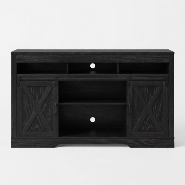 English Elm 58" Farmhouse Entertainment Center with Sliding Barn Doors for Large Living Rooms B082P514965