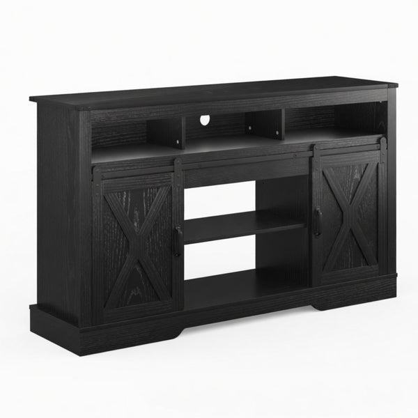 English Elm 58" Farmhouse Entertainment Center with Sliding Barn Doors for Large Living Rooms B082P514965