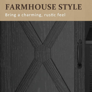 English Elm 58" Farmhouse Entertainment Center with Sliding Barn Doors for Large Living Rooms B082P514965