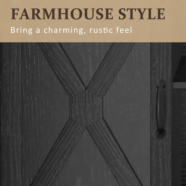 English Elm 58" Farmhouse Entertainment Center with Sliding Barn Doors for Large Living Rooms B082P514965