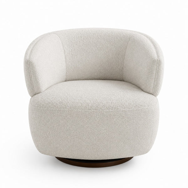 English Elm 32" Oversized Barrel Club Chair with 360 Swivel Base Plywood Frame Foam Cushion Beige B082P514966