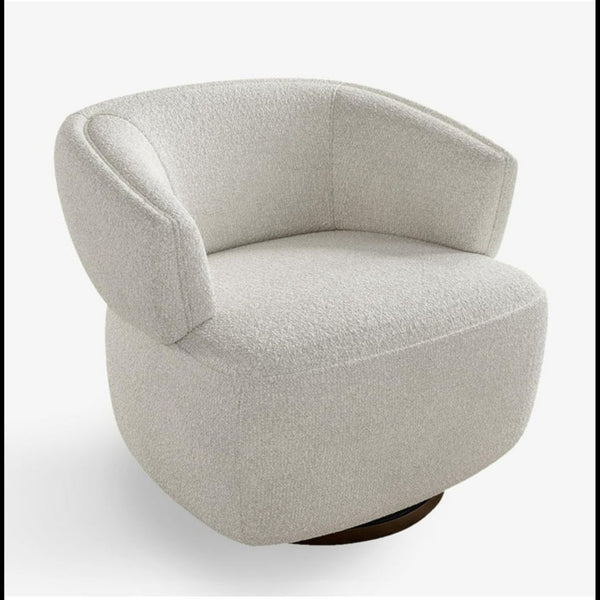 English Elm 32" Oversized Barrel Club Chair with 360 Swivel Base Plywood Frame Foam Cushion Beige B082P514966