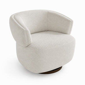 English Elm 32" Oversized Barrel Club Chair with 360 Swivel Base Plywood Frame Foam Cushion Beige B082P514966
