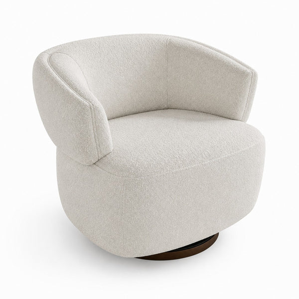English Elm 32" Oversized Barrel Club Chair with 360 Swivel Base Plywood Frame Foam Cushion Beige B082P514966