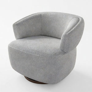 English Elm 32" Oversized Barrel Club Chair with 360 Swivel Base Plywood Frame Foam Cushion Grey B082P514967
