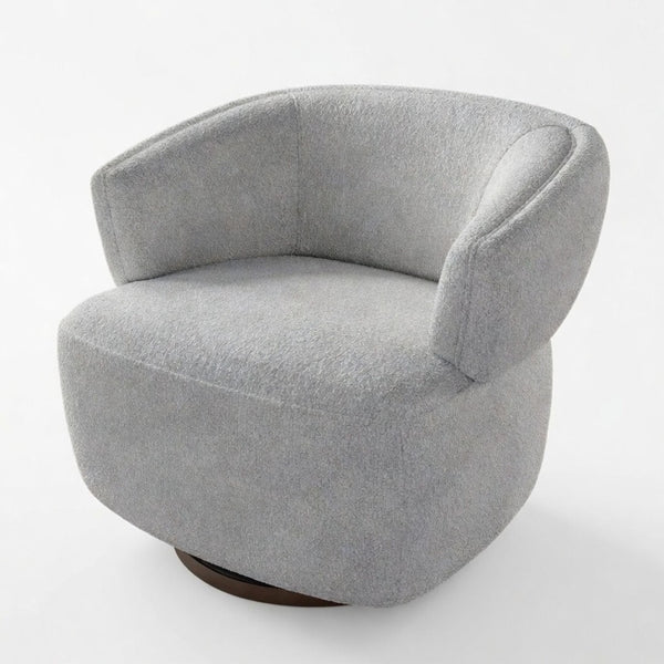 English Elm 32" Oversized Barrel Club Chair with 360 Swivel Base Plywood Frame Foam Cushion Grey B082P514967
