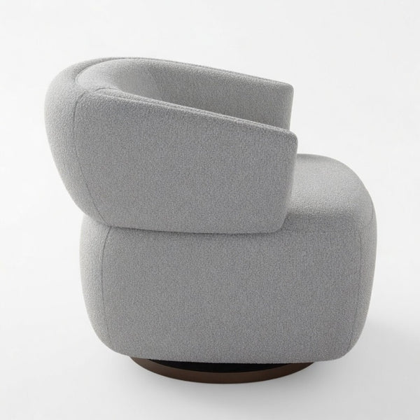 English Elm 32" Oversized Barrel Club Chair with 360 Swivel Base Plywood Frame Foam Cushion Grey B082P514967