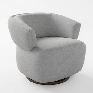 English Elm 32" Oversized Barrel Club Chair with 360 Swivel Base Plywood Frame Foam Cushion Grey B082P514967