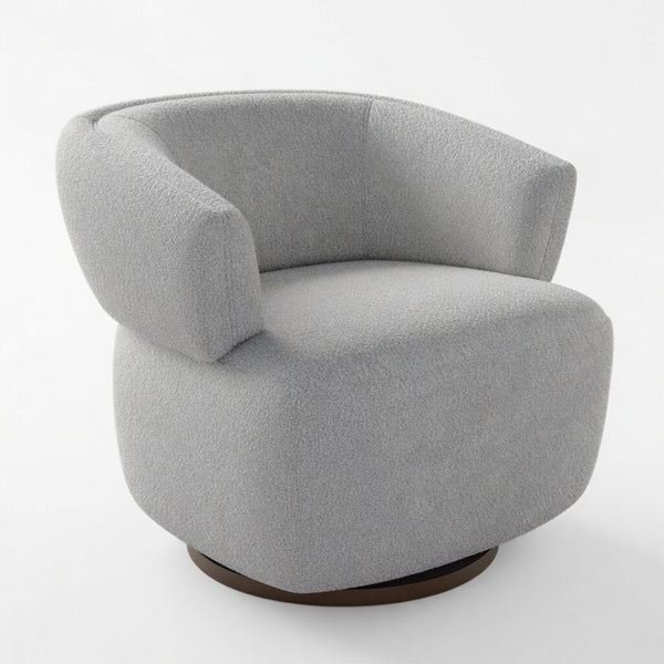 English Elm 32" Oversized Barrel Club Chair with 360 Swivel Base Plywood Frame Foam Cushion Grey B082P514967