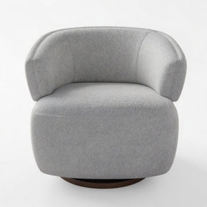 English Elm 32" Oversized Barrel Club Chair with 360 Swivel Base Plywood Frame Foam Cushion Grey B082P514967
