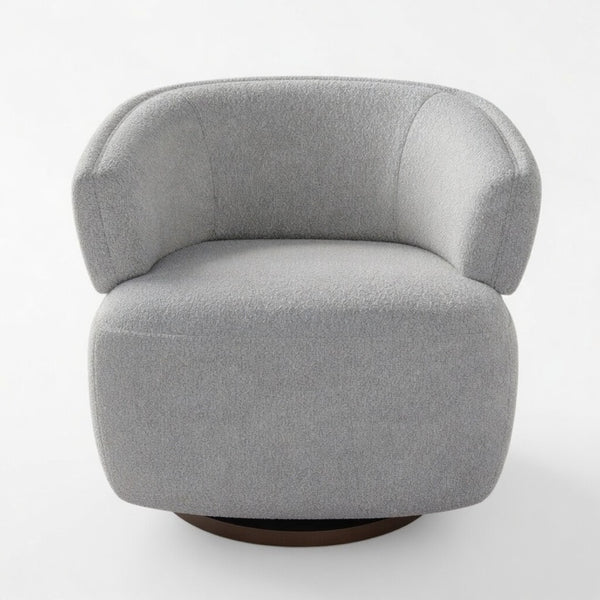 English Elm 32" Oversized Barrel Club Chair with 360 Swivel Base Plywood Frame Foam Cushion Grey B082P514967