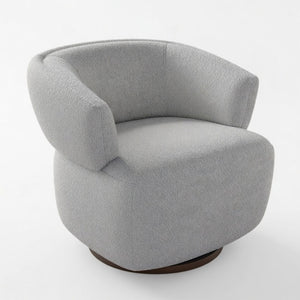 English Elm 32" Oversized Barrel Club Chair with 360 Swivel Base Plywood Frame Foam Cushion Grey B082P514967