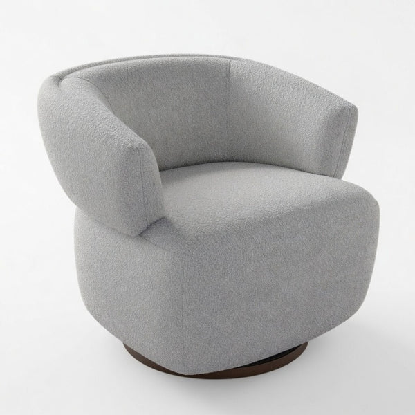 English Elm 32" Oversized Barrel Club Chair with 360 Swivel Base Plywood Frame Foam Cushion Grey B082P514967