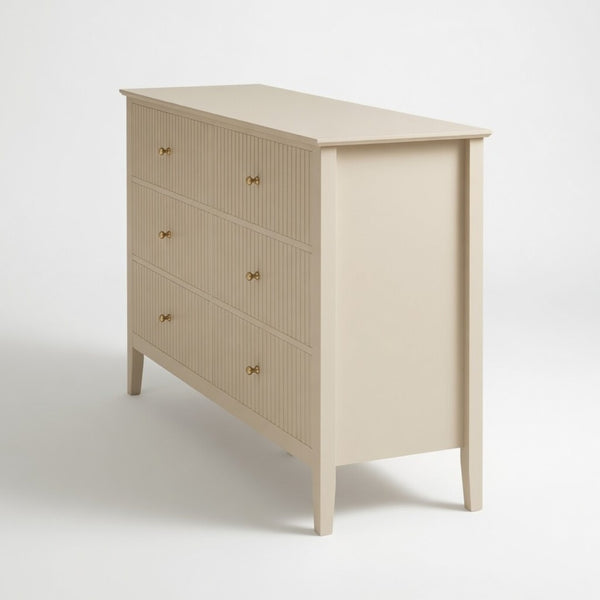 English Elm 47.2" Fluted Matte Six Drawer Dresser Modern Mdf Chest with Soft Close Storage B082P514969