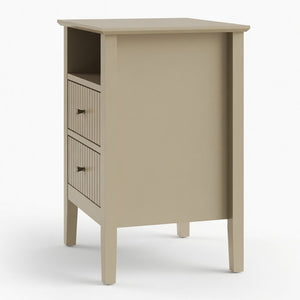 English Elm 18" Fluted Mdf Nightstand Pair with Soft-close Drawers Open Shelf Gold Knobs B082P514977