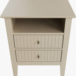 English Elm 18" Fluted Mdf Nightstand Pair with Soft-close Drawers Open Shelf Gold Knobs B082P514977