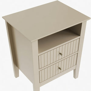English Elm 18" Fluted Mdf Nightstand Pair with Soft-close Drawers Open Shelf Gold Knobs B082P514977