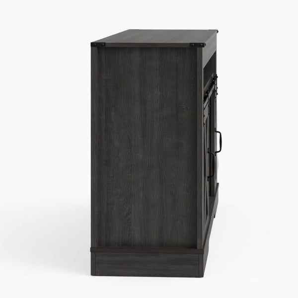 English Elm 58 Inch Farmhouse Entertainment Center with Sliding Barn Doors and Adjustable Media Storage B082P517241