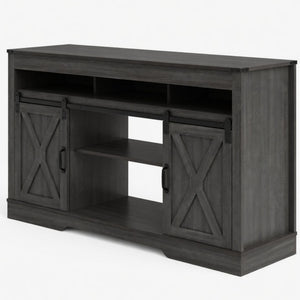 English Elm 58 Inch Farmhouse Entertainment Center with Sliding Barn Doors and Adjustable Media Storage B082P517241