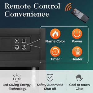 English Elm 23" Electric Fireplace Insert with 20 Led Flame Colors Timer and Remote for Tv Stands B082P517242