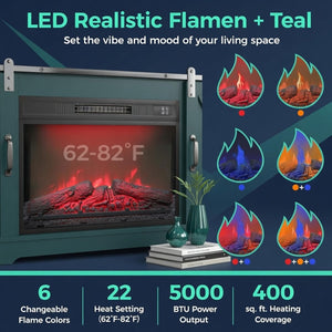 English Elm 23" Electric Fireplace Insert with 20 Led Flame Colors Timer and Remote for Tv Stands B082P517242