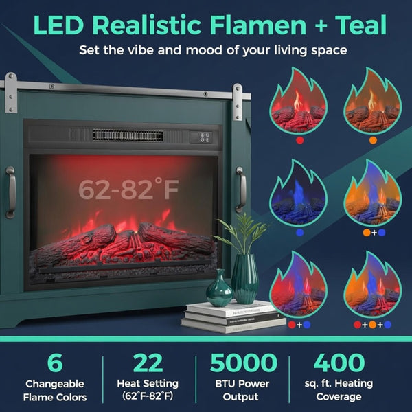 English Elm 23" Electric Fireplace Insert with 20 Led Flame Colors Timer and Remote for Tv Stands B082P517242